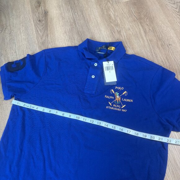 Polo Ralph Lauren men's Custom Slim Fit Triple-pony Polo Shirt blue size L large - Picture 8 of 12